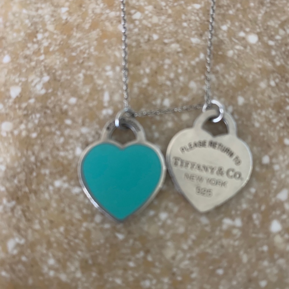 Tiffany double heart blue enamel big
